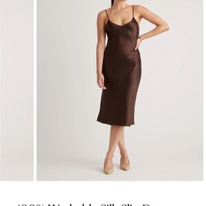 100 percent washable silk- Elegant chocolate Brown Silk Slip Dress